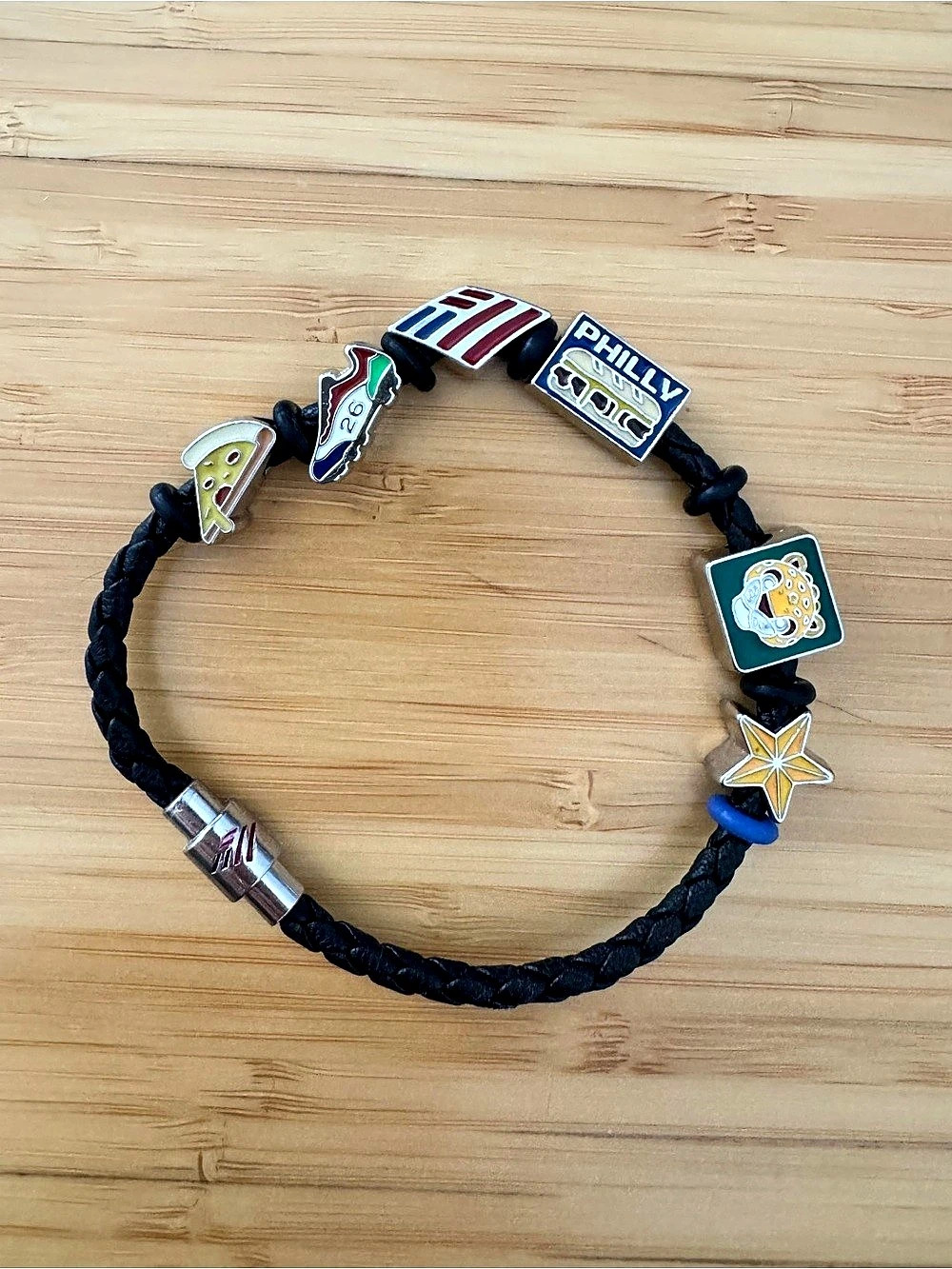 Braided Charm Bracelet in Black & Multicolor Like New FIFA World Cup BofA